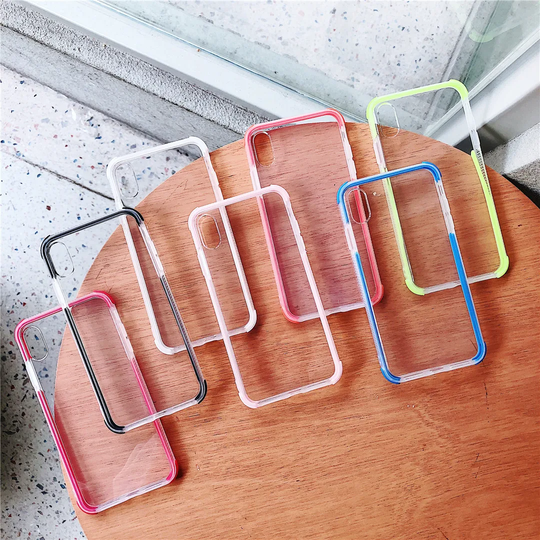 

Phone Case For iphone XS MAX XR X 7 8 6 6S Plus Shockproof Clear Soft Silicone Anti Drop Cover Colorful Cases