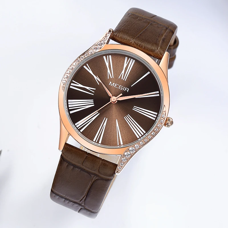 MEGIR Роскошные Лидирующий бренд кварцевые женские часы модные повседневные для