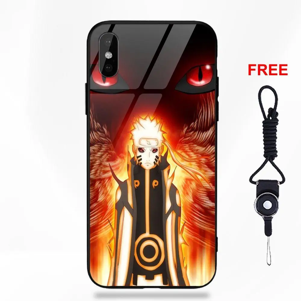 as picture Крутой аниме Uzumaki Наруто для Apple iPhone 5 5C 5S SE 6 6S 7 8 Plus X XS Max XR Мягкий ТПУ чехол+ закаленная стеклянная ячейка чехол - Цвет: as picture