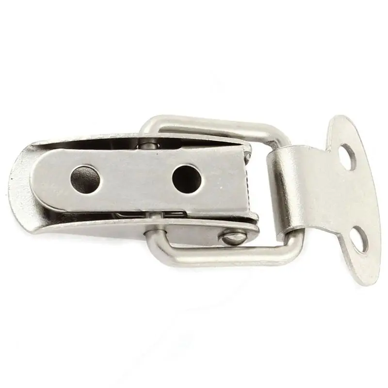 Cabinet Silver Tone Spring Loaded Toggle Switch Latch Hasp 4 pcs