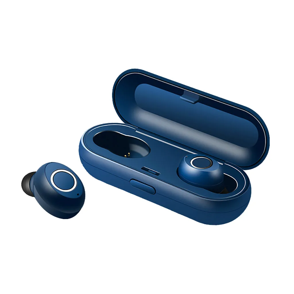 Mosunx Mini true беспроводные Bluetooth V5.0 спортивные гарнитуры портативные TWS стерео Bluetooth гарнитура HIFI наушники-вкладыши басы - Цвет: Синий