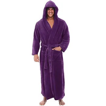 

Home Clothes Men's Bathrobe Winter Long Robe Shawl Bathrobe Male Long Sleeved Robe Coat Pajamas Plus Size Mens Bath Robe Pajamas