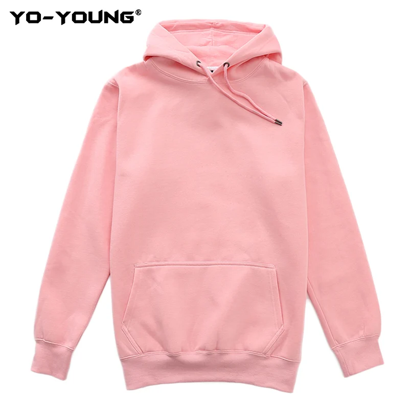 Pink Hoody Yo-Young толстовки с капюшоном Unise индивидуальный принт-логотип с буквами брендовая качественная Толстовка флисовый Свитшот внутри - Цвет: Pink Hoody