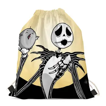 

HYCOOL Hot Nightmare Before Christmas Bag Women Gym Bag Halloween Gift Drawstring Pouch Drawstring Backpack Durable Cinch Bag