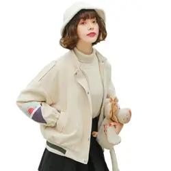 Женские пальто и куртки весна-осень короткие бейсбольные пальто женские студенческие корейские 2019 новые свободные куртки