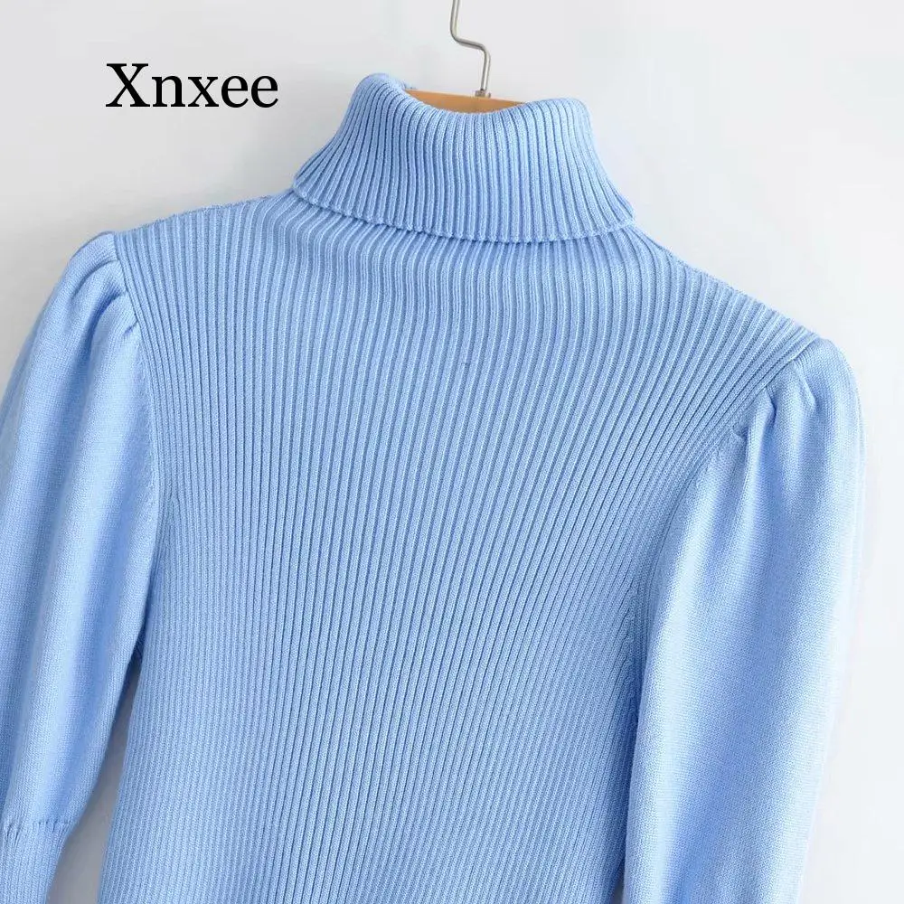 2019 women fashion turtleneck puff sleeve basic knitting sweater autumn solid color casual slim pullovers chic leisure tops 2019 women fashion turtleneck puff sleeve basic knitting sweater autumn solid color casual slim pullovers chic leisure tops
