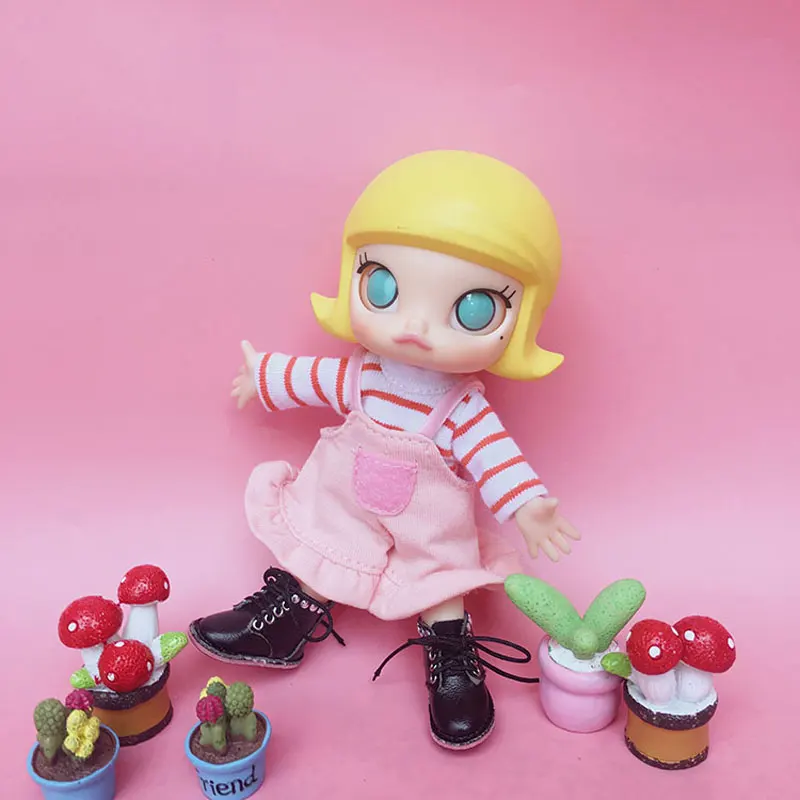 Ob11 одежда для малышей Детская одежда с красной шапкой от Molly 1/12 bjd Одежда для куклы футболка и юбка костюм куклы аксессуары