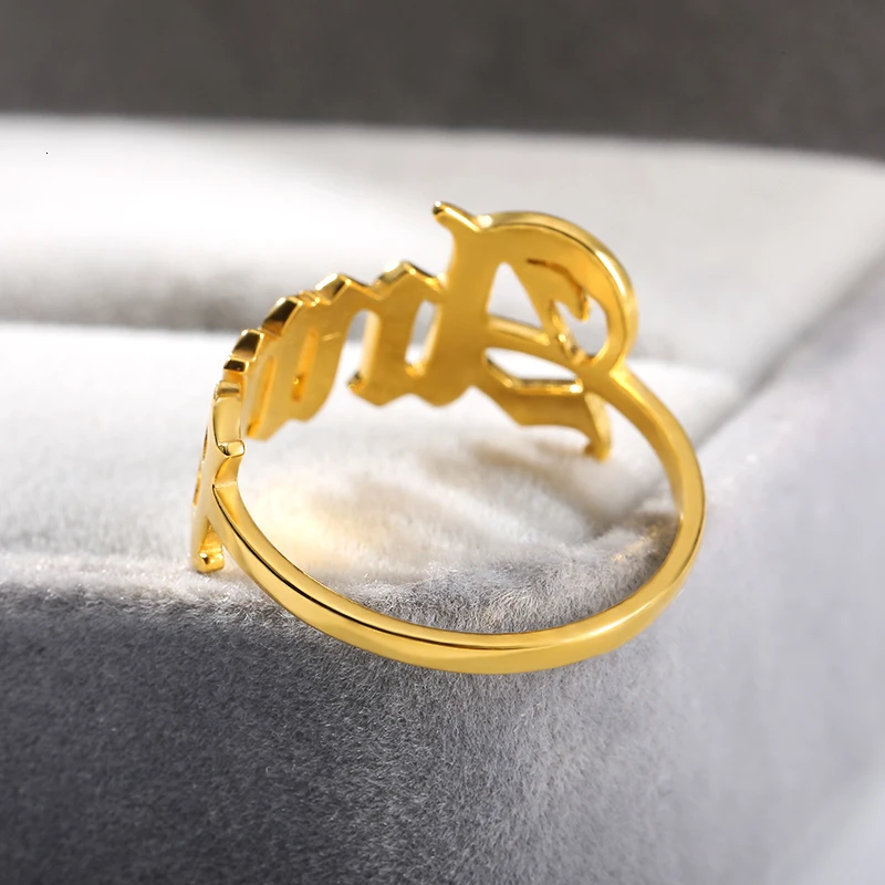 Старое Английское имя кольцо готическое ювелирные изделия ретро пользовательские лет нержавеющая сталь кольца для мужчин и женщин Anillo Hombre юбилей подарки