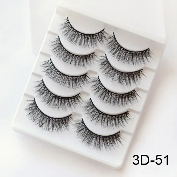 3D-51 5 пар 3D накладные ресницы толстые завитые сплошные полосы ресницы наращивание ресниц Модные женские глаза макияж - Цвет: 3D-51