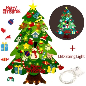 

Kids DIY Felt Christmas Tree Decorations with LED String Light 32 Xmas Adornment Ornaments Children New Year Gifts