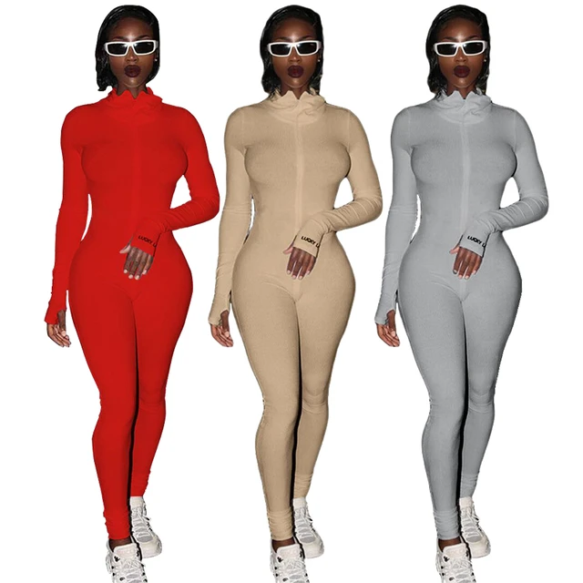 Rompers.women's Skinny Knitted Jumpsuit - Sexy Long Sleeve