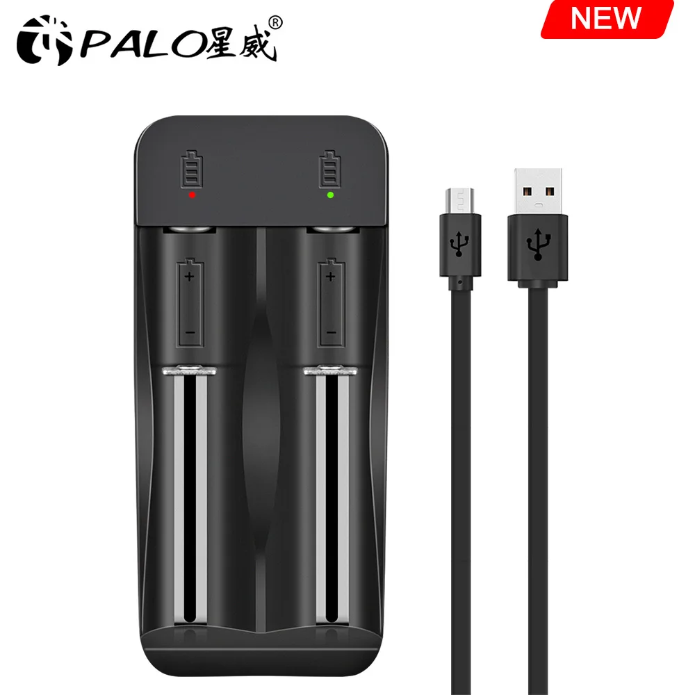 PALO имеет 1/2/4 слотов Li ion 3 7 V зарядное устройство для 14500 18650 16340 18500 26650