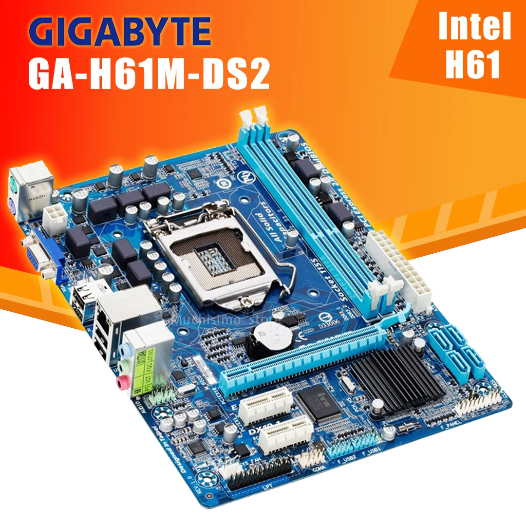 most powerful motherboard LGA 1155 Gigabyte H61M-DS2 Motherboard Support i7 i5 i3 Intel CPU LGA 1155 DDR3 16GB PCI-E 2.0 VGA Intel H61 Mainbaord 1155 cheap motherboard for pc