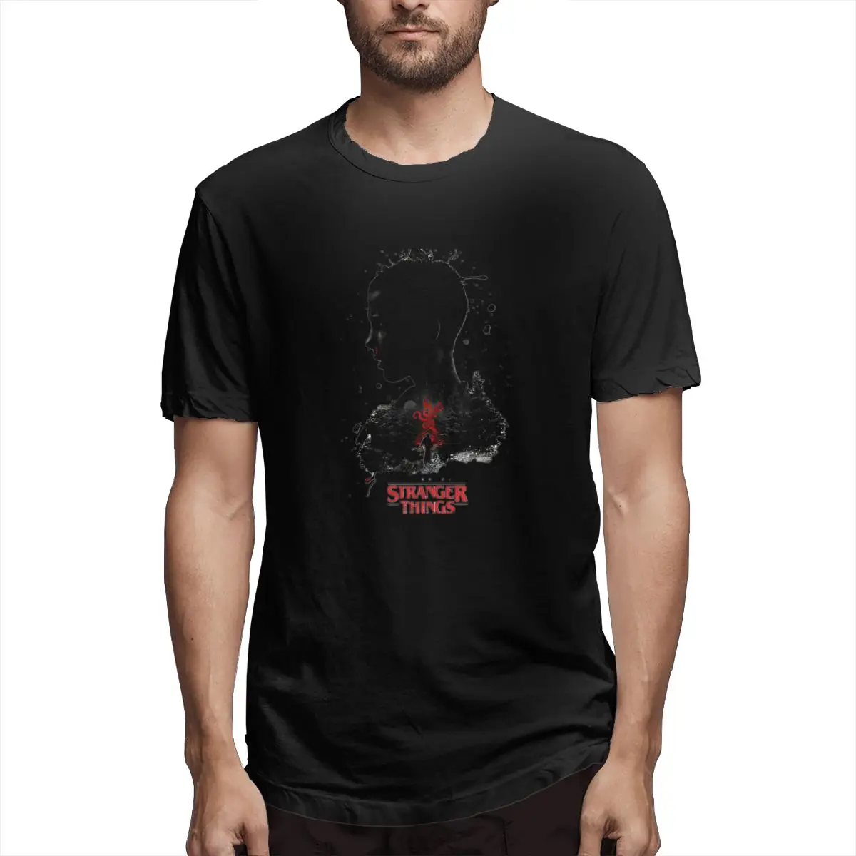 Stranger Things The Dark off white Men's Short Sleeve T-shirt 100 Percent Cotton Graphic Tshirt