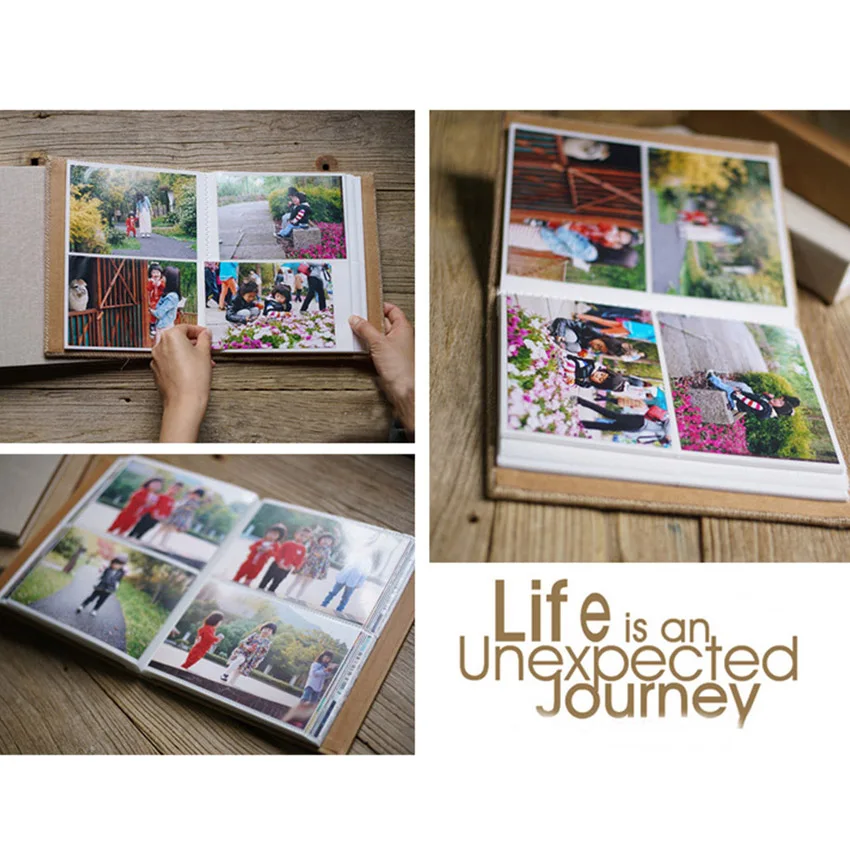 200 포켓 6 인치 사진 앨범 삽입 사진 책 리넨 케이스 그림 앨범 아이 성장 결혼식 메모리 Scarpbook 앨범