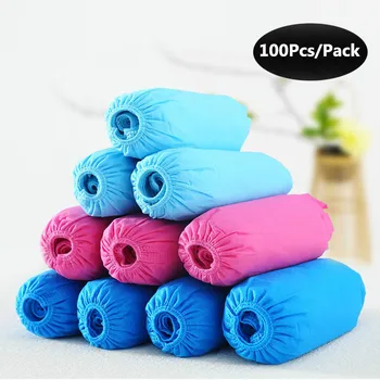

100PCS Disposable Thicken Non-woven Fabric Shoes Covers Elastic Band Breathable Anti-slip Shoe Covers For Children Adult AA