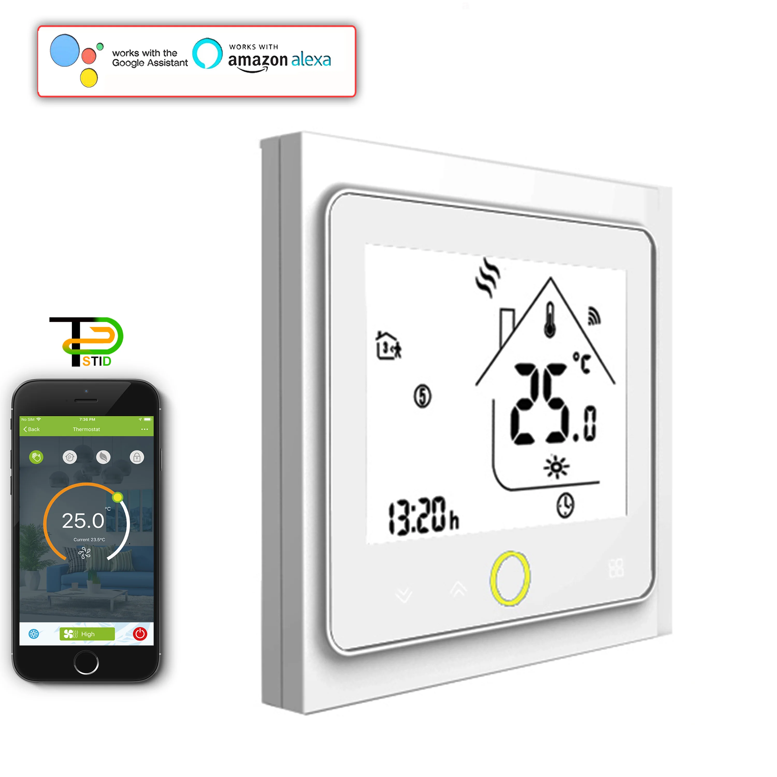 24V 220V Wifi Fan Coil Termostato Intelligente Google Per Condizionatore D'Aria Rs485 Controllo Comunicazione Interruttore Valvola 2P4P