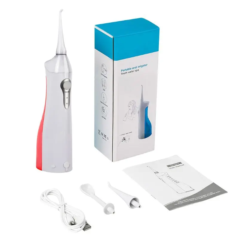 Беспроводной очиститель зубов, ирригатор полости рта USB аккумуляторная электрическая зубная нить для зубные брекеты мосты уход за домашним путешествием - Цвет: PK