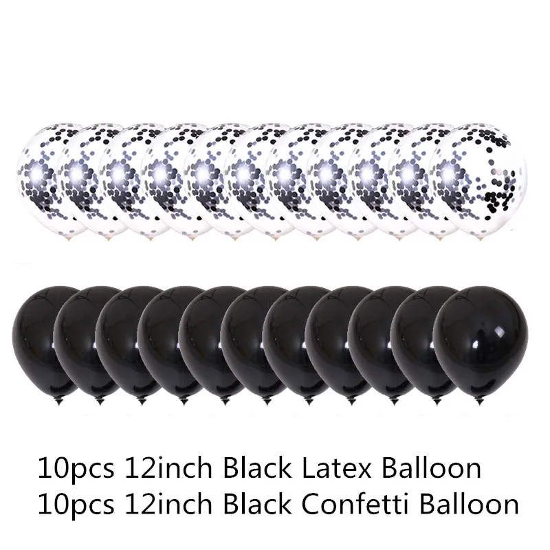 20pcs Black 16 дюймов,, набор воздушных шаров для нового года, черная бутылка, гелиевые шары, вечерние принадлежности, украшение воздушных шаров для нового года - Цвет: 20pcs Black