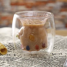 Танос кулак с двойными стенками стекло ручной работы Молоко Кофе Кружка чай виски стеклянная чашка бесконечный драгоценный камень посуда для напитков украшения