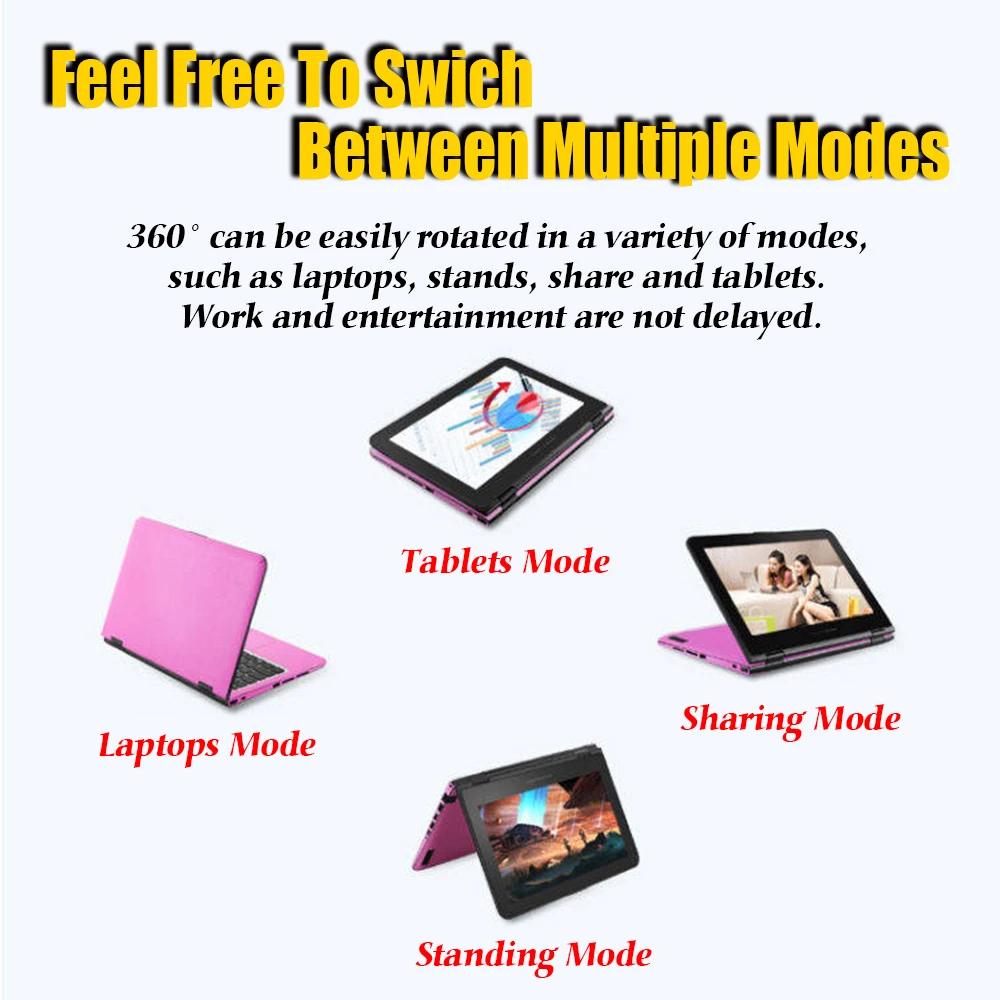 Top LNMBBS X36 11.6inch Laptop touch screen notebook 4GB 256GB SSD window 10 1366*768 IPS Quad Core Wifi HDMI camera office computer 3