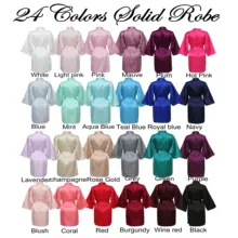 Шёлковый банный халат, Короткая атласная одежда, женская одежда для сна, халат для невесты, подружек невесты, халаты размера плюс, Популярные