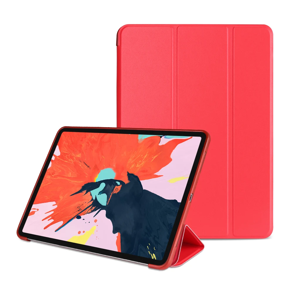 Красный Для Apple ipad Pro 11 чехол кожаный трехслойный Магнитный чехол-подставка для ipad Pro 11 чехол Автоматический Режим сна/пробуждения A80/A2013 - Цвет: Красный
