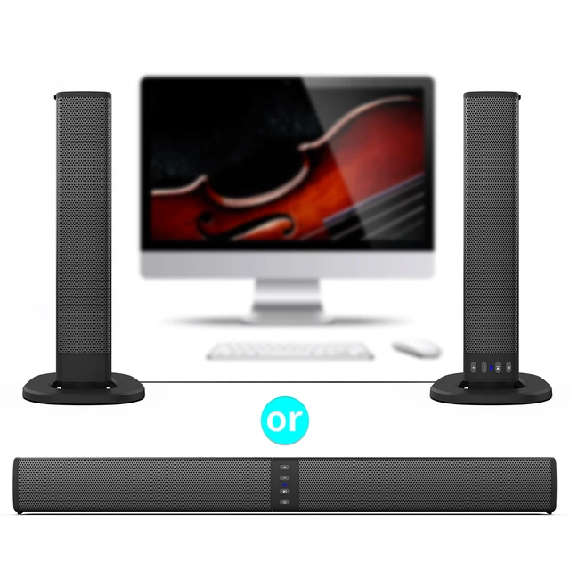 Haut-parleur TV Haut-parleurs Bluetooth pour ordinateur 2.1 Barre de son  Subwoofer Bass Stéréo Bluetooth Colonne Avec