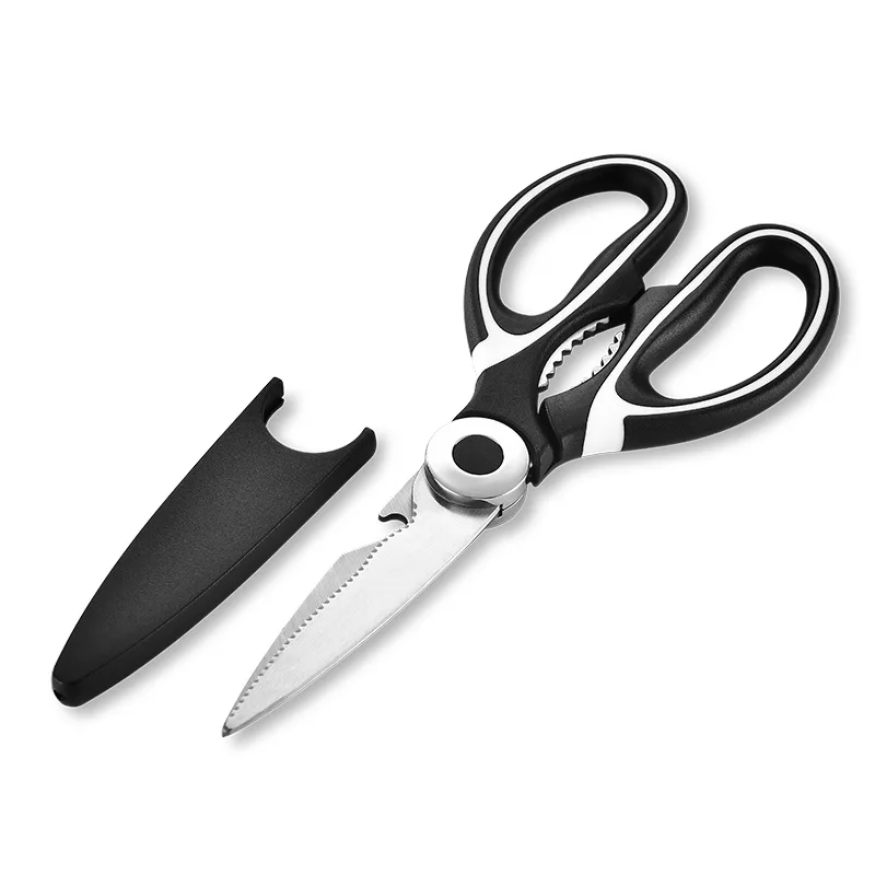 Multifunctional Stainless Steel Kitchen Scissors with Magnetic Attraction Strong Chicken Bone Scissors Refrigerator Scissors - Цвет: BlackSimple