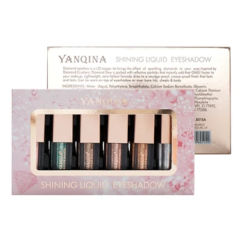 

6 Colors/box Shimmer Liquid Eyeshadow Set Eyes Cosmetics Metal Glitter Pearly Eye Shadow Cream Makeup Luminous Shadows Gloss Kit