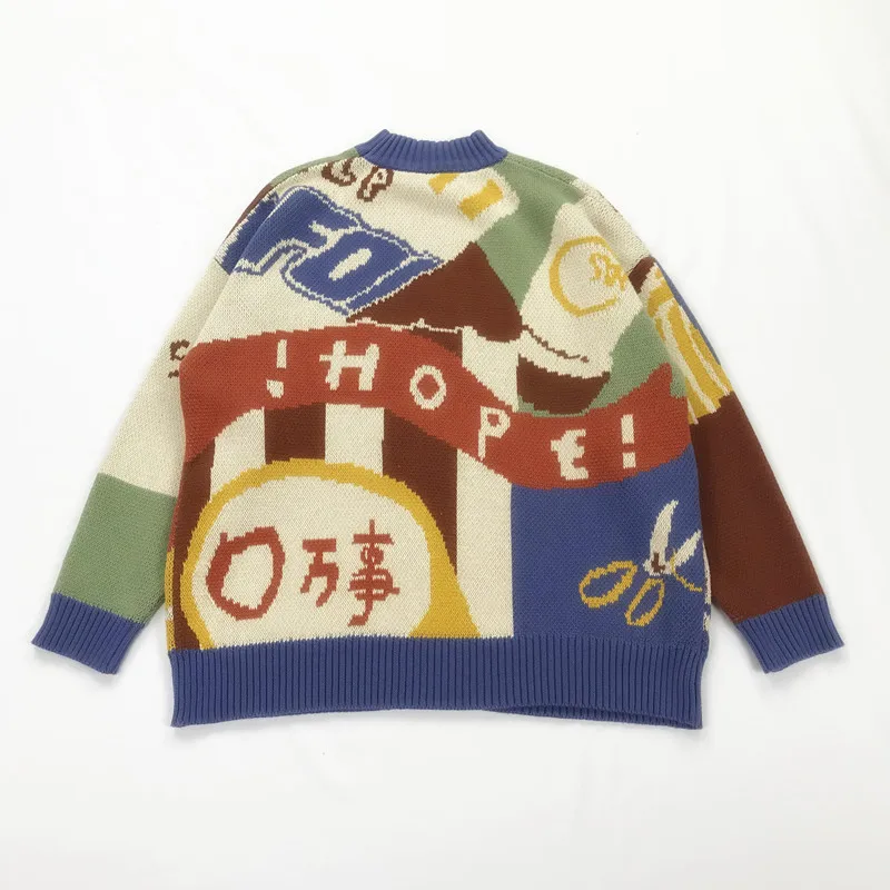Harajuku Winter New Original Design Women Thick Warm Pullover Sweaters Long Sleeve Letters Embroidery Cotton Kintted Jumper Tops