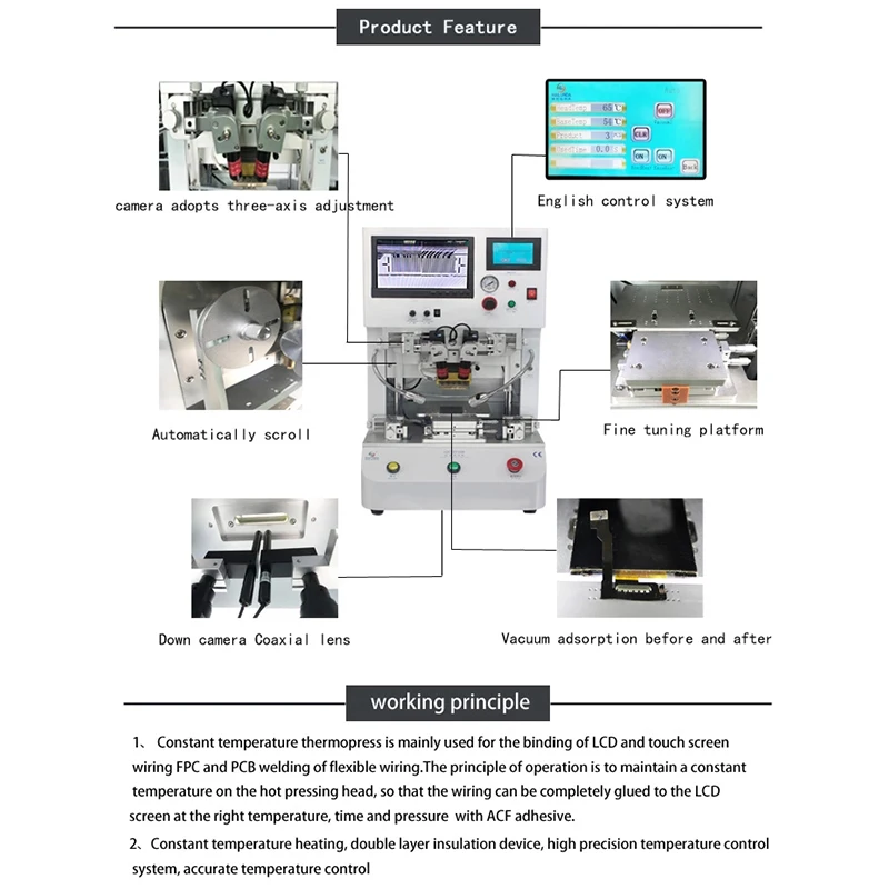  HY100 Thermostatic hot Press Flex Cable Welding Machine ACF Bonding Machine LCD Touch Screen PCB FF