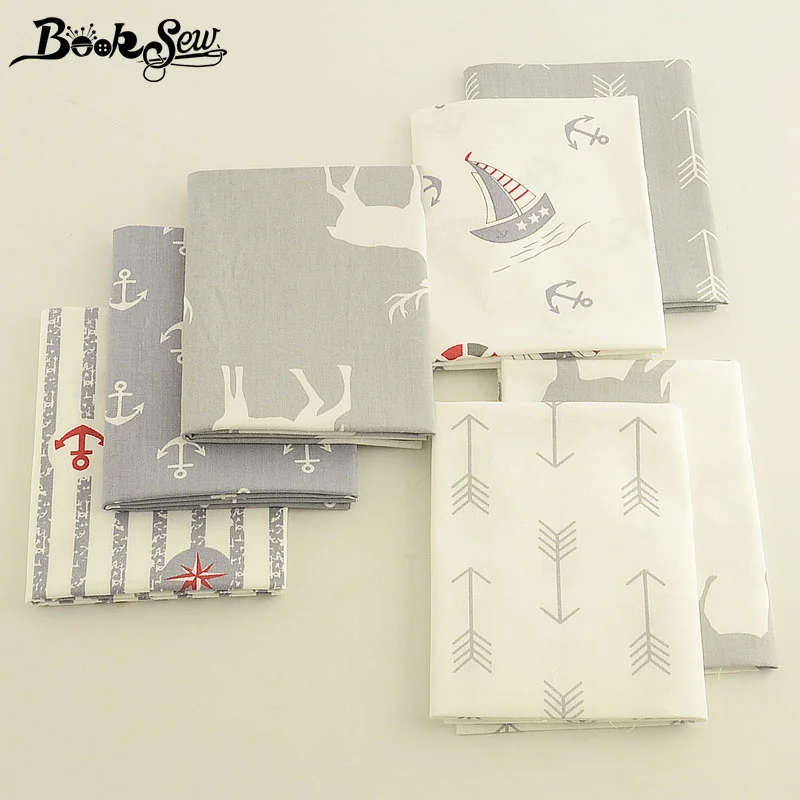 Booksew хлопок Лоскутная Ткань для кукол с принтом серый 7 шт./лот саржа 40 х 50 см «сделай сам» Лоскутная работа шитье Tecido Boneca Tilda