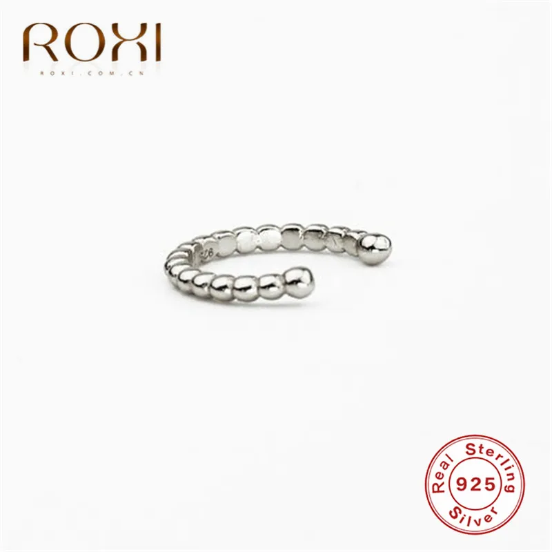 ROXI, модные минималистичные ювелирные изделия для женщин, маленькие круглые серьги с бусинами, клипсы, серьги без пирсинга, корейские 925 пробы серебряные серьги