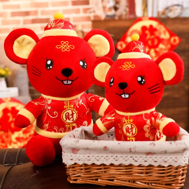 2020 Chinese New Year Stuffed Plush Rat Year Toy Gifts For Kids Plush Red Mouse in 2