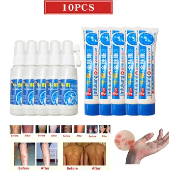 

10pcs/lot 20g+30ml Chinese Medicine Skin Cream Eczema Dermatitis Prutitus Treatment Skin Herpes Corn Spray herbal Security