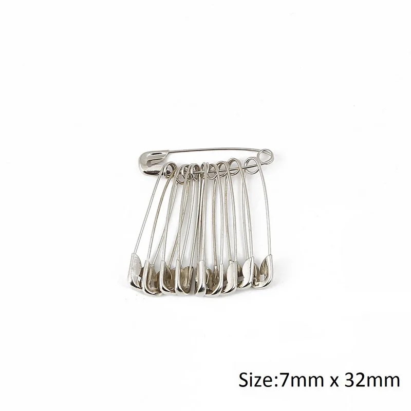 7x32mm Высокое качество 50 шт. безопасные булавки DIY Швейные Инструменты Аксессуары серебряные металлические иглы большие безопасные булавки маленькая брошь аксессуары для одежды - Цвет: 7x32mm