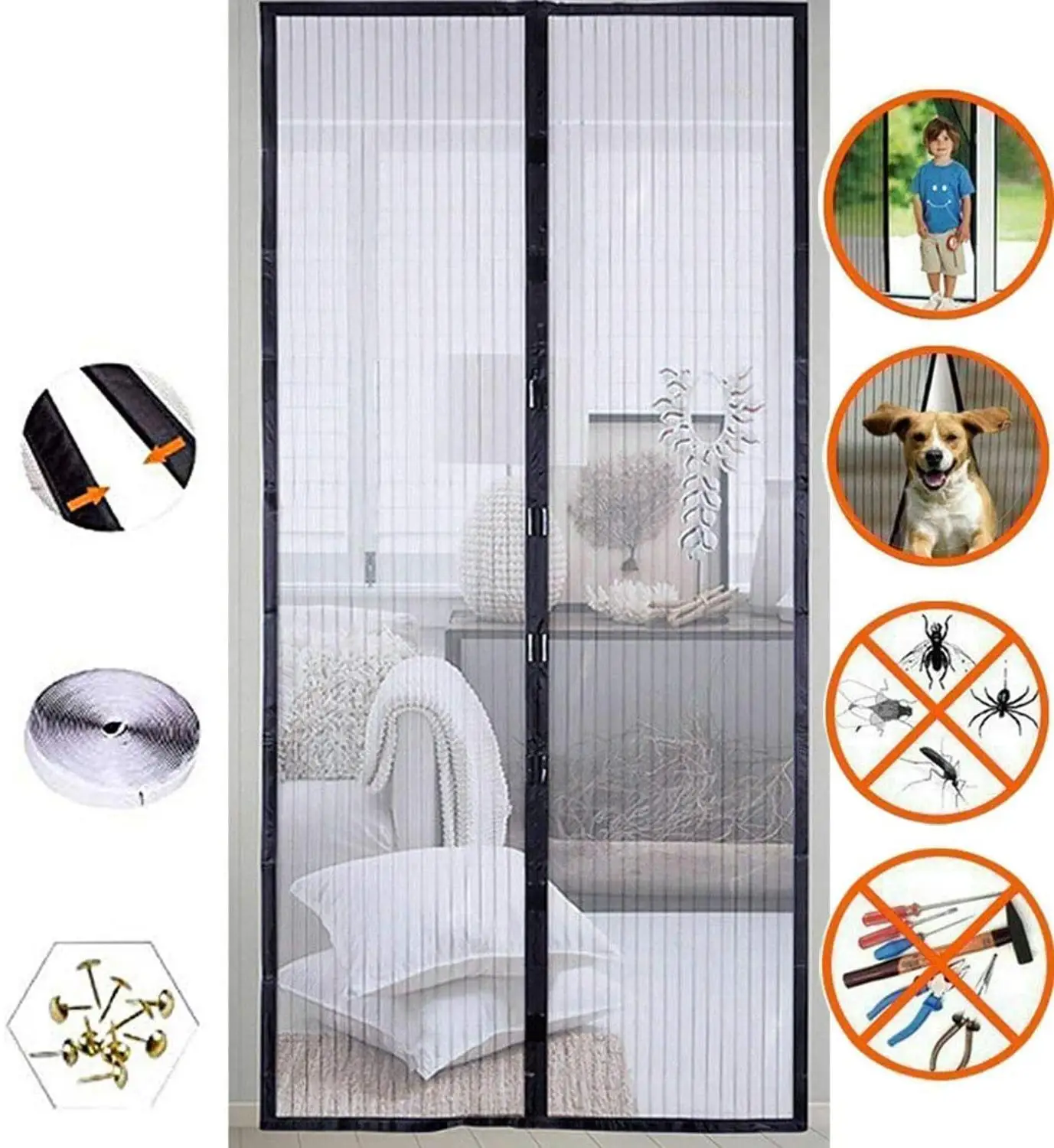 Summer Anti Mosquito Insect Fly Bug Curtains Magnetic Net Automatic Closing Door Screen Kitchen Curtain Drop