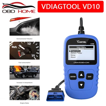 

Vdiagtool VD10 Car accessories OBD2 Car Code Reader OBD 2 Scan Tool Check Engine Fault Code Read PK CR3001 319 ELM327 AD310