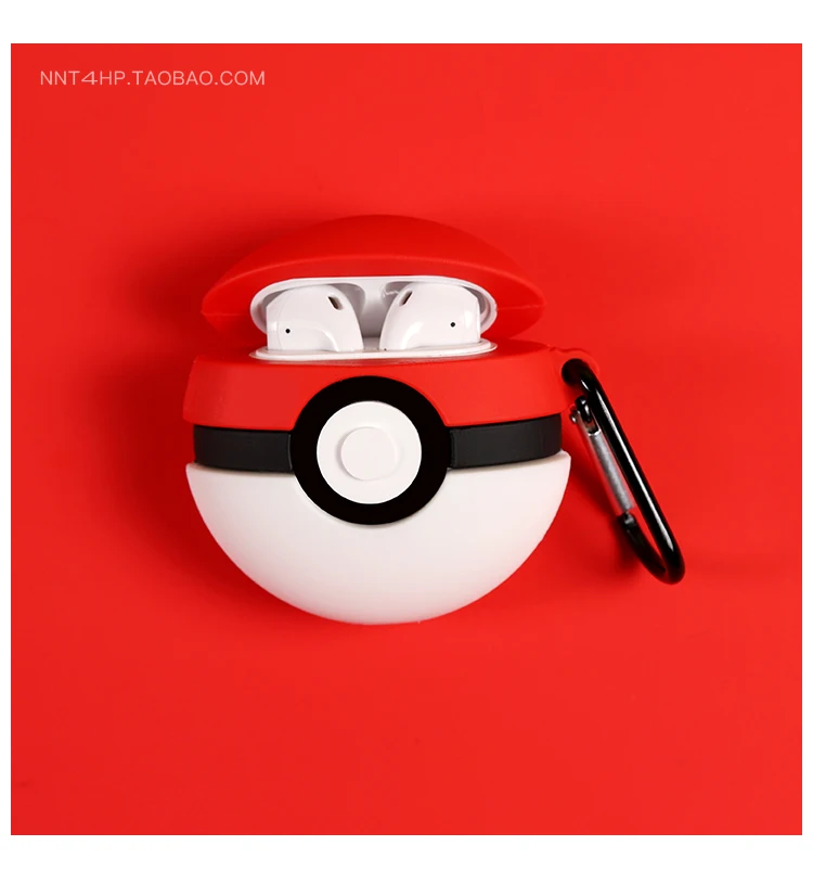 

Poke Ball Pokemon Keychain Keyring Earphone Case Wireless Charging Box Silicone Cases AirPod Headphone Protective Cover