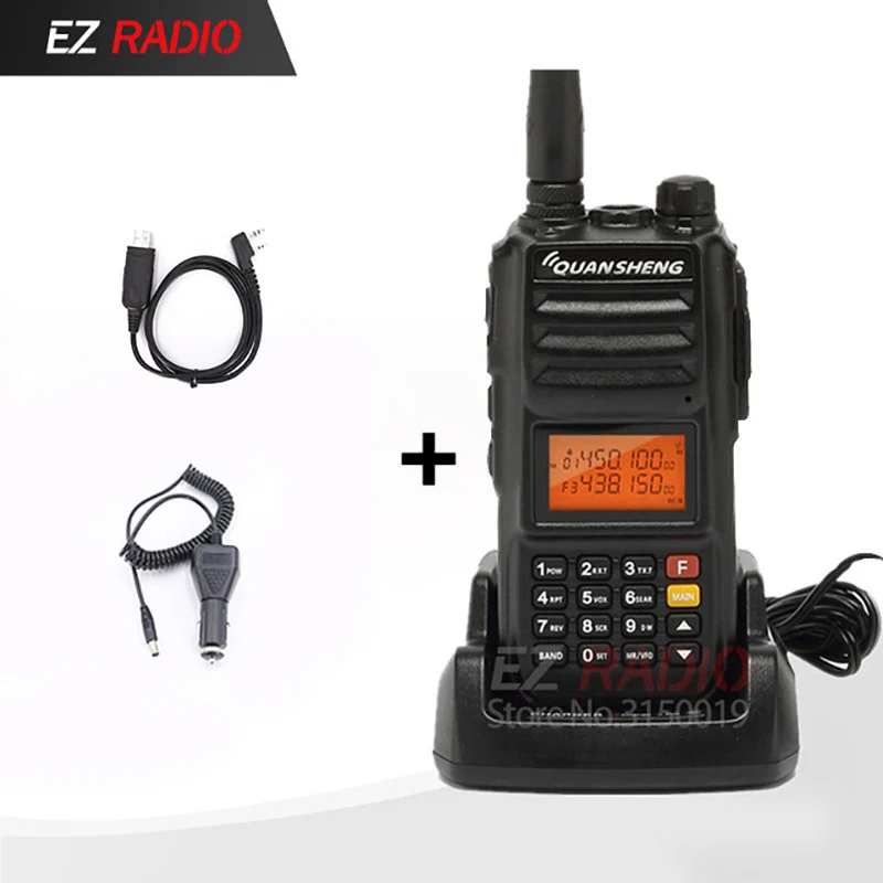 Police Band Original Quansheng TG-UV2 Plus 10W Radio 10KM talkie walkie 10 km Upgrade of tg-uv2 Ham Radio 10W walkie talkie 10km - Цвет: Add Cable-12V