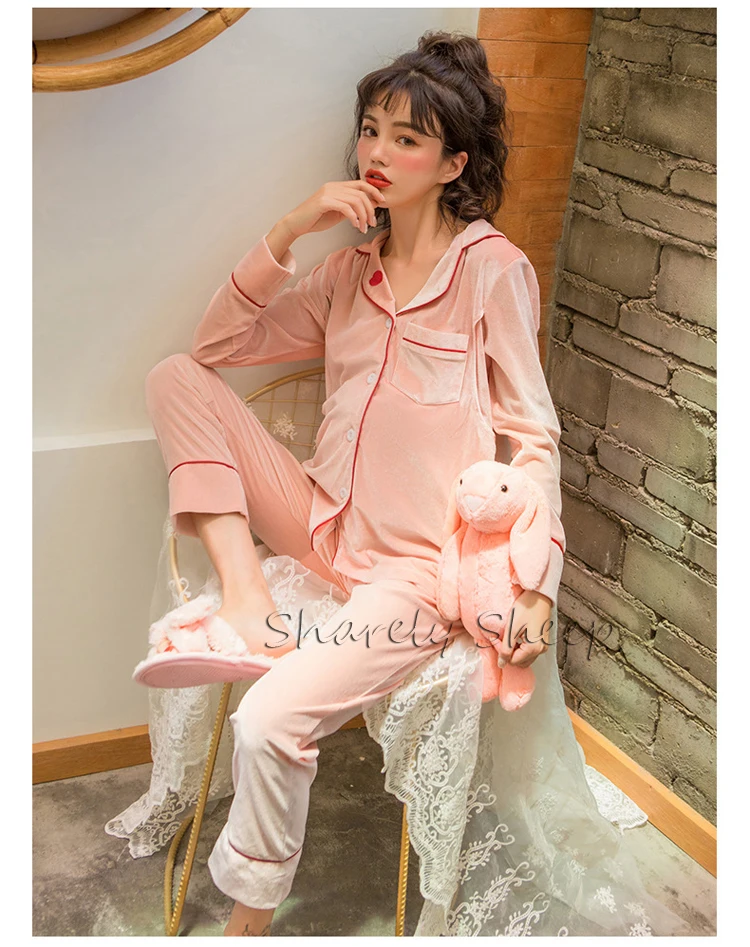 Pregnancy Velvet Nursing Sleepwear Maternity Cotton Breastfeeding Pajamas Nightwear Pregnant Women Breast feeding Clothes