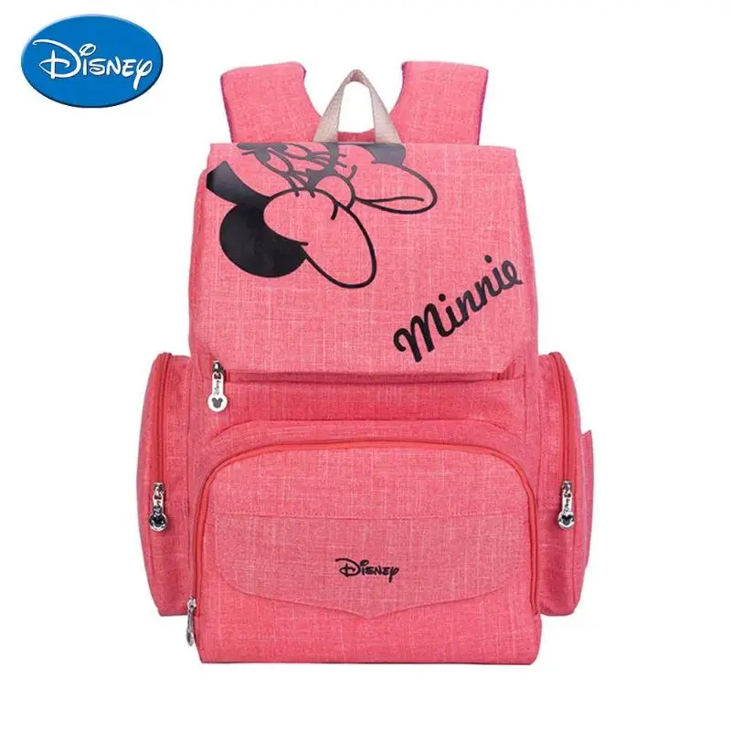 Сумка для подгузников disney с Микки и Минни, большая емкость для мамочек для ухода за ребенком, сумка для кормления, рюкзак для путешествий, шоппинга, дизайнерская сумка-Органайзер для подгузников - Цвет: Pink Minnie