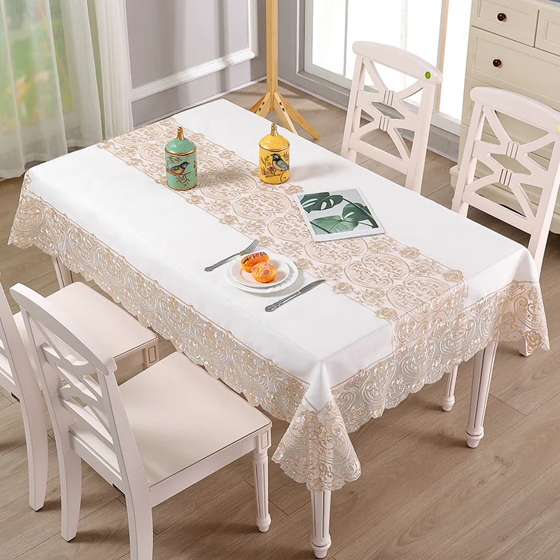 

European tea table tablecloth rectangular fabric lace embroidered tablecloth modern minimalist household round table linen