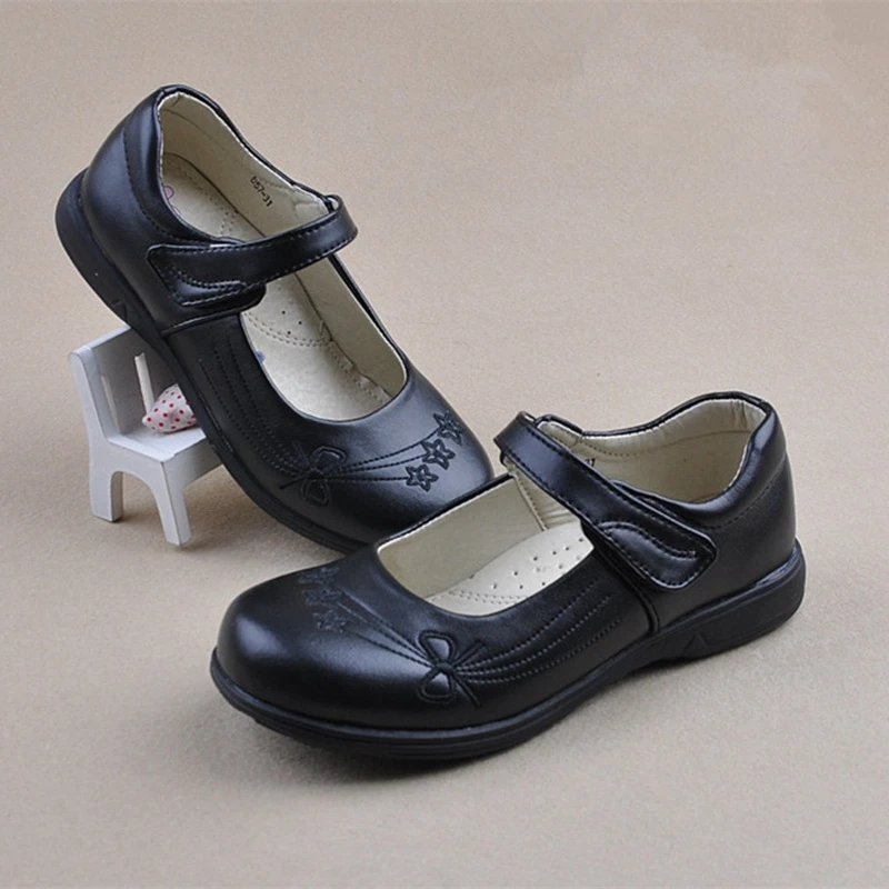 Zapatos escolares de cuero negro niñas, zapatos de princesa a la moda, uniformes clásicos brillantes|leather shoes girls|leather black leather shoes - AliExpress