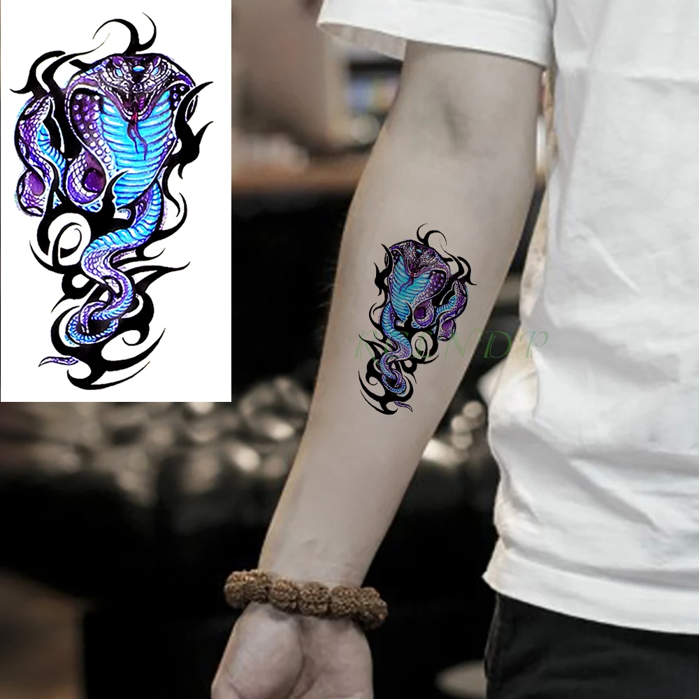 Водонепроницаемая временная татуировка наклейки змея временная татуировка флэш-тату Шея рука назад нога рука для девушки женщины мужчины