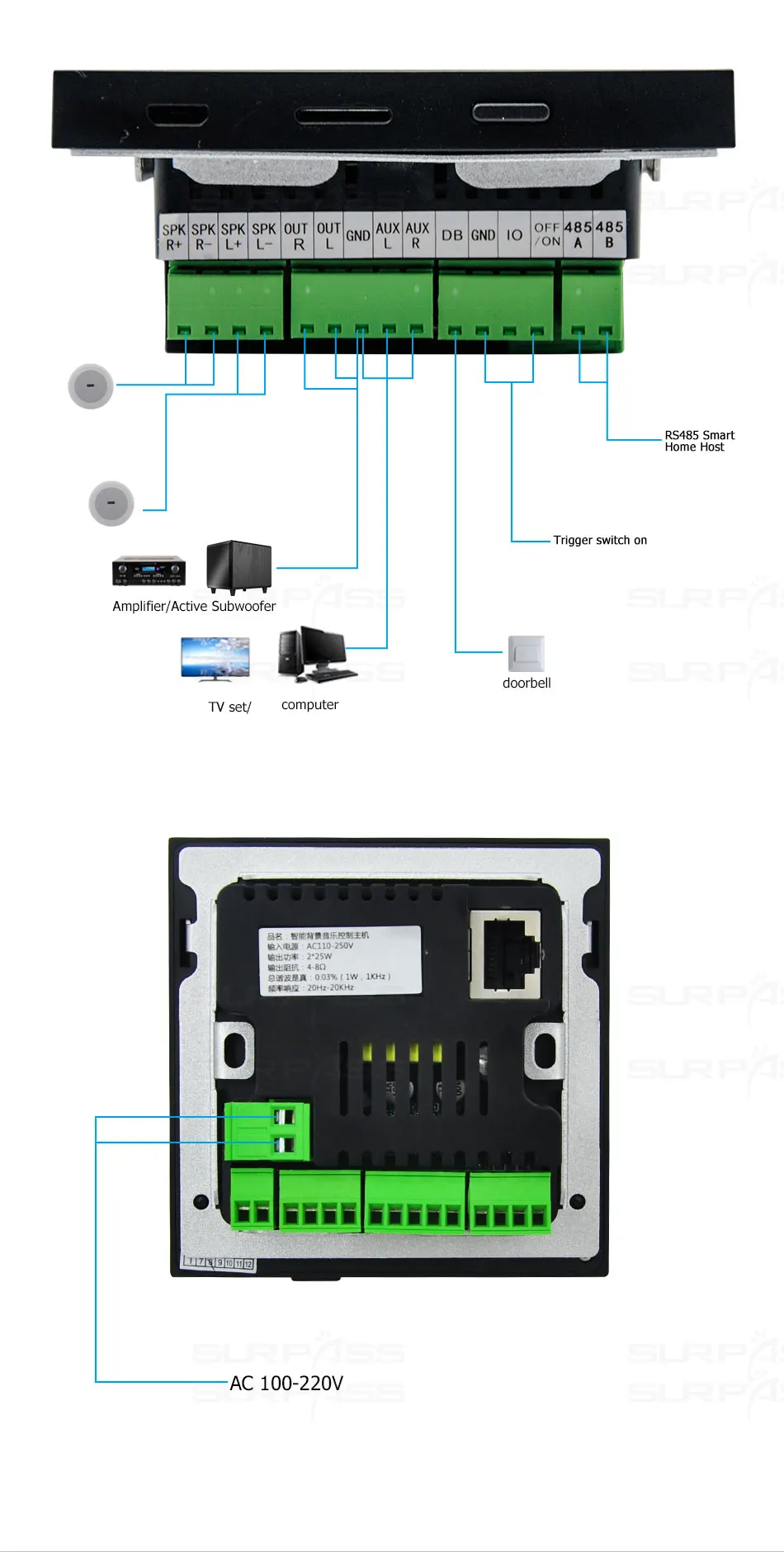 4inch Smart TUYA WiFi Wall Amplifier Audio Music Audio Android 8.1 System Bluetooth Amp Home Theater Stereo Support Tuya USB TF bluetooth speaker amplifier