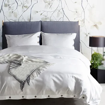 

3pcs Cotton Soft Button Duvet Cover Washed Pillowcase Bedding Solid Home Textiles Set