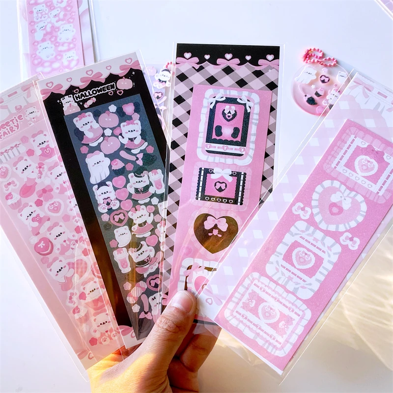 

6pcs/lot Cute Bear Love Photo Frame Stickers Diary Scrapbooking DIY Album Photo Idol Card Decoration Sticker Korean Stationery