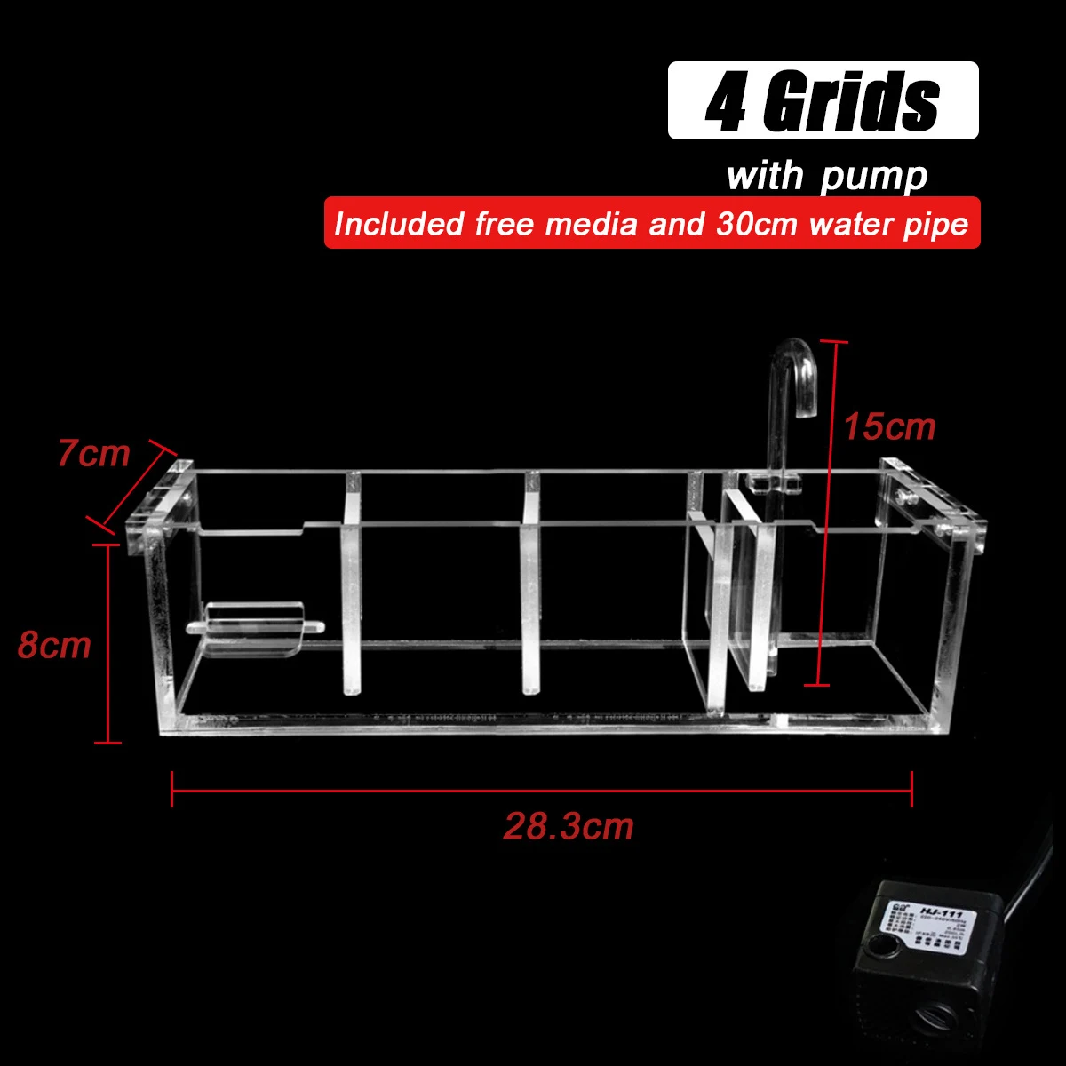 

Hang On Filter Box Fish Tank Filter 220V 2W 3-6 Grids Acrylic External Water Pipe Pet Products